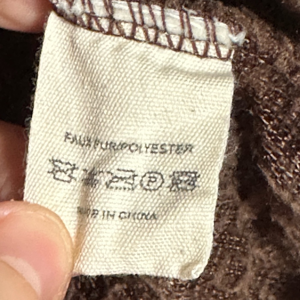 Brown Sherpa Quarter Zip Pullover Faux Fur Teddy Fleece Jacket Small - Picture 5 of 6